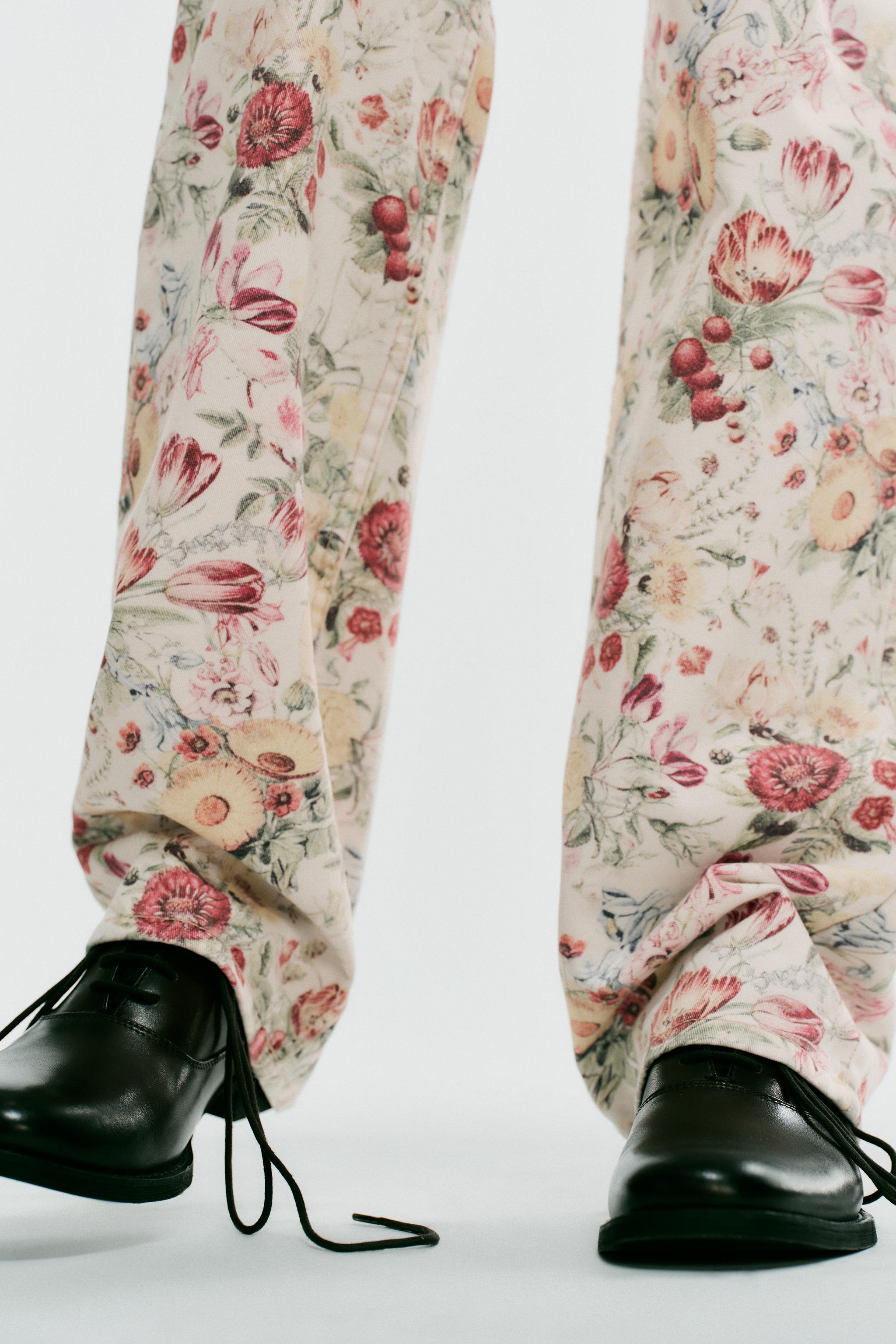 TRF FLORAL PRINT STRAIGHT JEANS